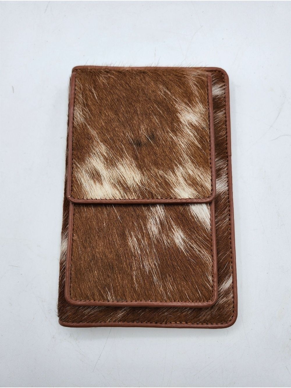 Myra Bag Brown and White Hair-On Cowhide Card Holder